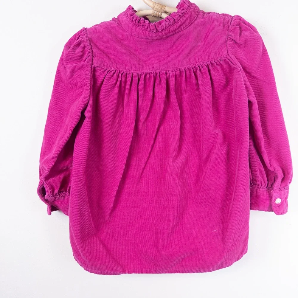 Ralph Lauren Corduroy Top Kids 24M Pink Ruffle‎ Neck Button Front Long Sleeve